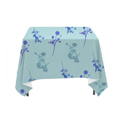 Blue Wildflower Watercolor Floral Stems- Linen Table Cloth