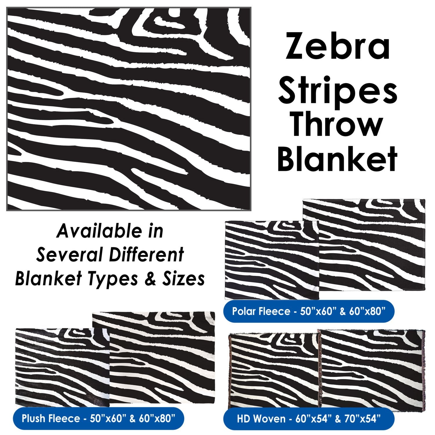 Zebra Stripes - Throw Blanket / Tapestry Wall Hanging