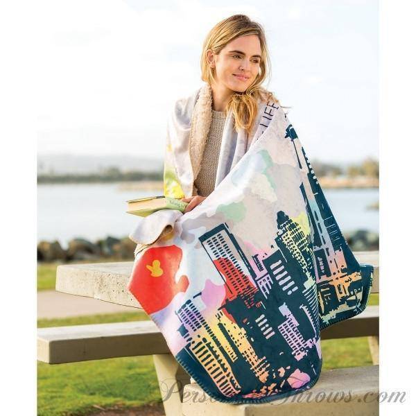 60" X 80" Heavy Weight Photo Full Service Collage Sherpa Throw Blanket