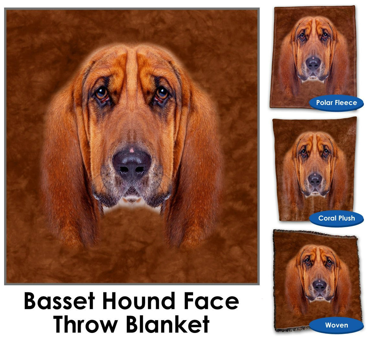 Basset Hound Face Throw Blanket / Tapestry Wall Hanging