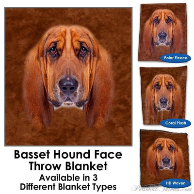 Designer Gifts - Basset Hound Face Throw Blanket