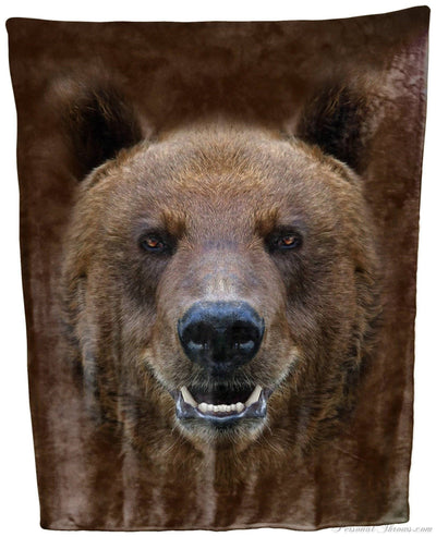 Designer Gifts - Brown Bear Face Throw Blanket