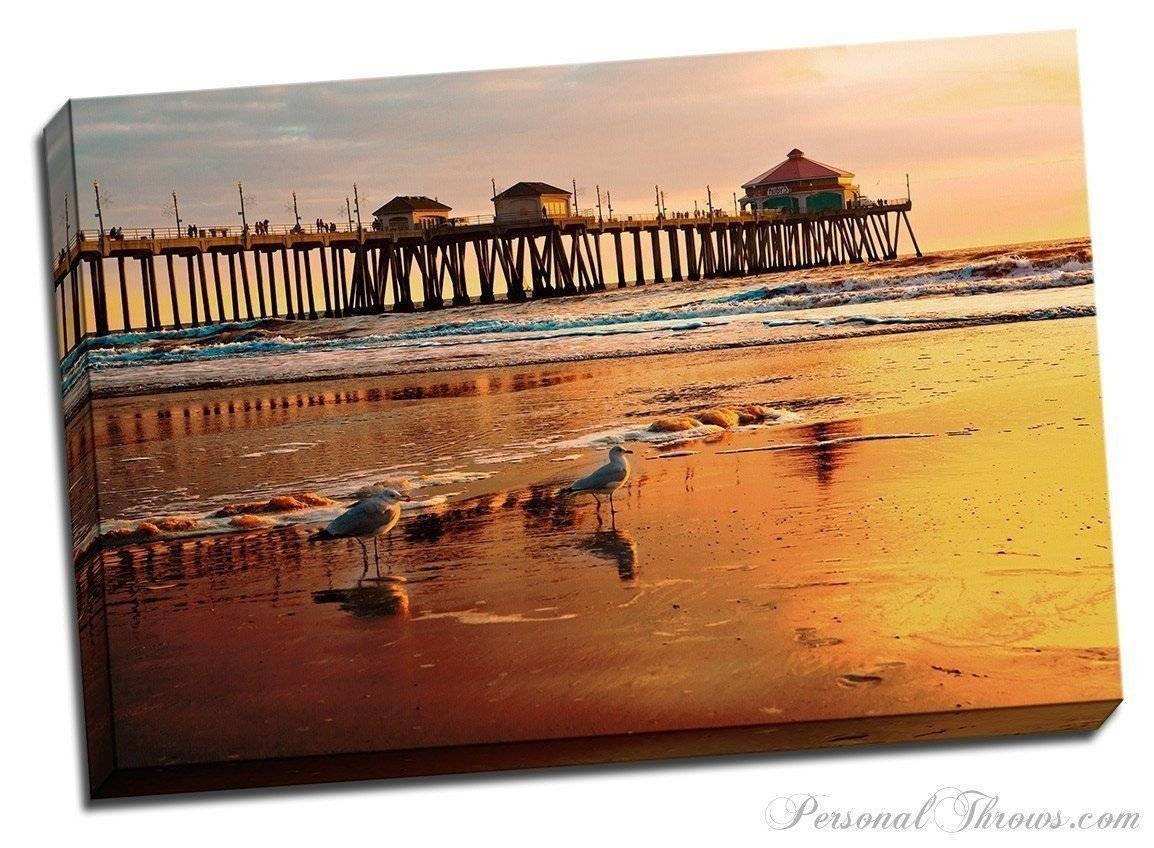 Designer Gifts - Huntington Beach Pier 24" X 36" X 1.5" Canvas Gallery Wrap Photo Print