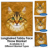 Designer Gifts - Longhaired Tabby Cat Face Throw Blanket