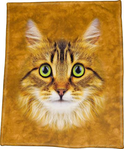 Designer Gifts - Longhaired Tabby Cat Face Throw Blanket