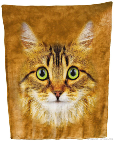 Designer Gifts - Longhaired Tabby Cat Face Throw Blanket