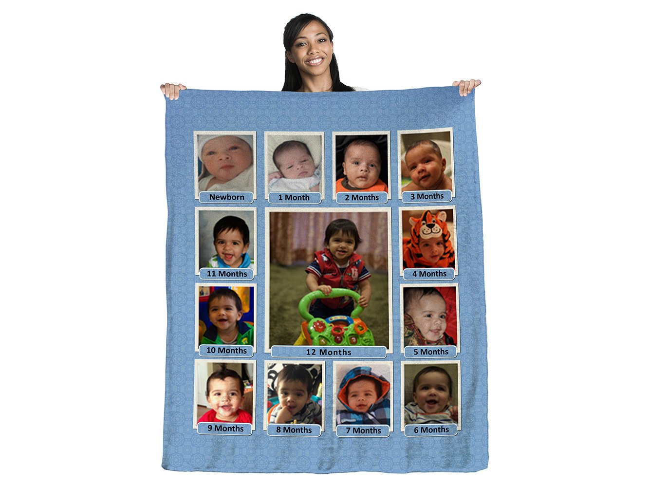 Baby's First Year Photo Collage 50" x 60" Coral Plush Fleece Blanket