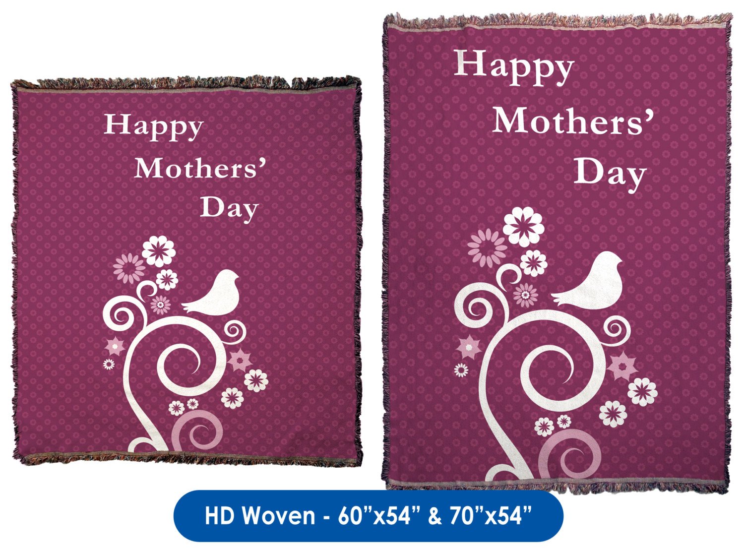 Mothers&#39; Day Abstract Flowers & Birds - Throw Blanket / Tapestry Wall Hanging