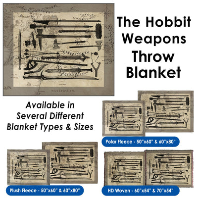 The Hobbit Weapons Throw Blanket / Tapestry Wall Hanging