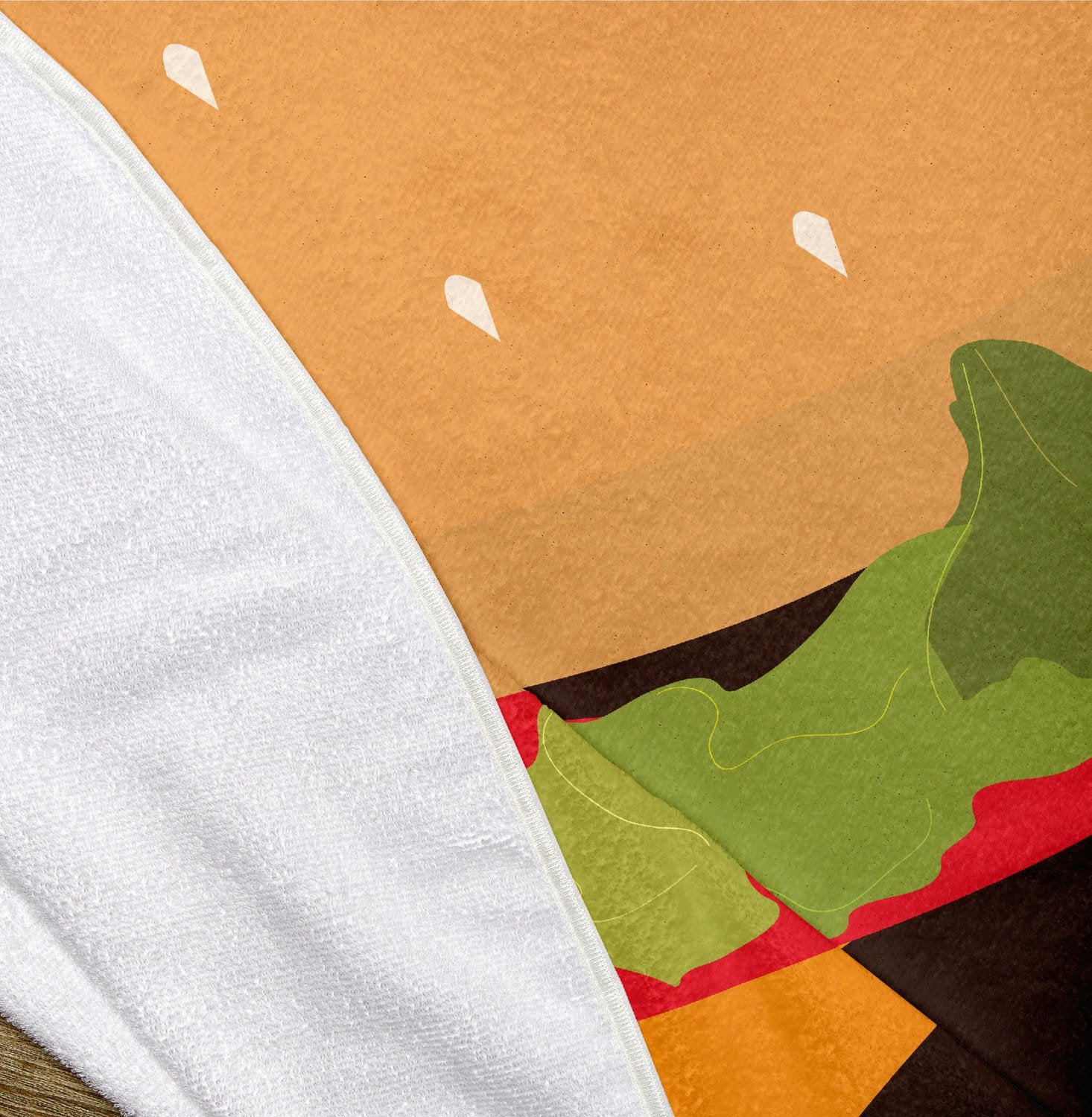 Illustrated Deluxe Cheese Burger 60" Round Microfiber Beach Towel