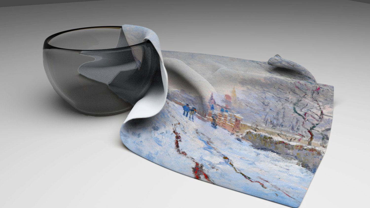 Claude Monet&#39;s "Snow at Argenteuil, 1875" Linen Napkins 20" x 20", Set