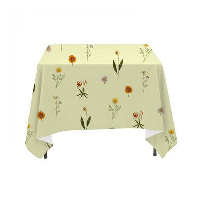 Sunny Botanical Vintage Floral - Linen Table Cloth
