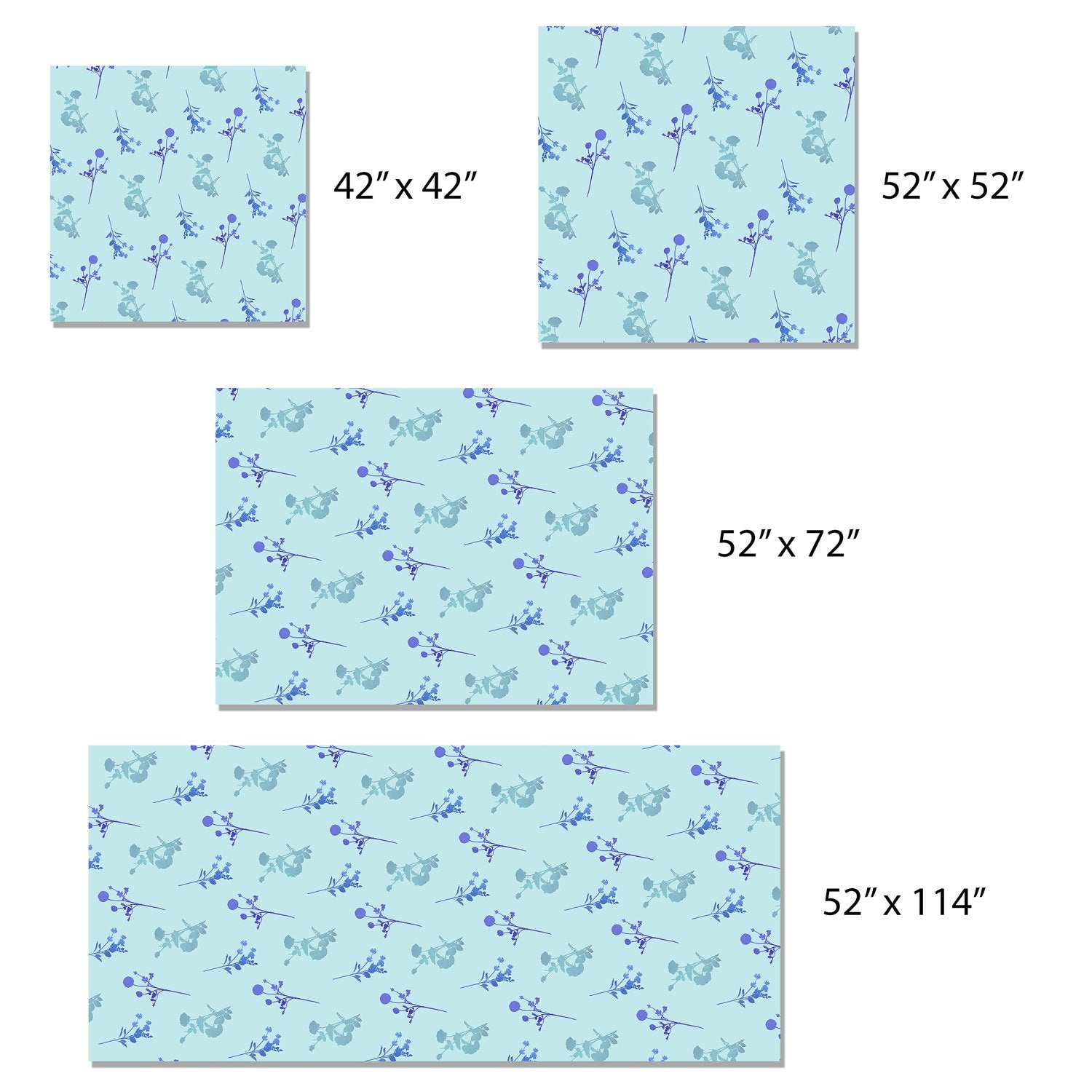 Blue Wildflower Watercolor Floral Stems- Linen Table Cloth