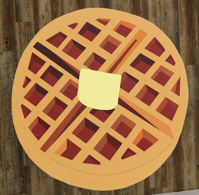 Illustrated Buttered Waffle 60" Round Microfiber Beach Towel