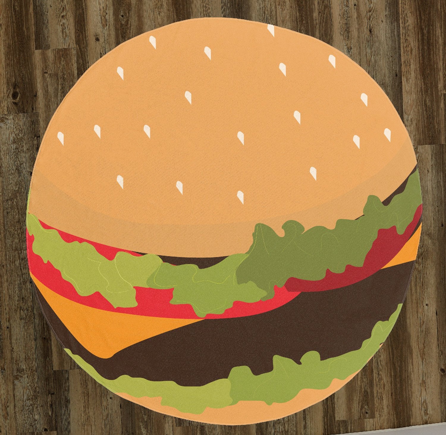 Illustrated Deluxe Cheese Burger 60" Round Microfiber Beach Towel