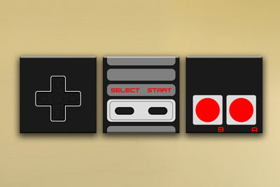 NES Controller, 3-Piece Mural - Canvas Wrap Print