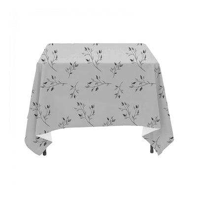 Neutral Grayscale Watercolor Floral Branches- Linen Table Cloth