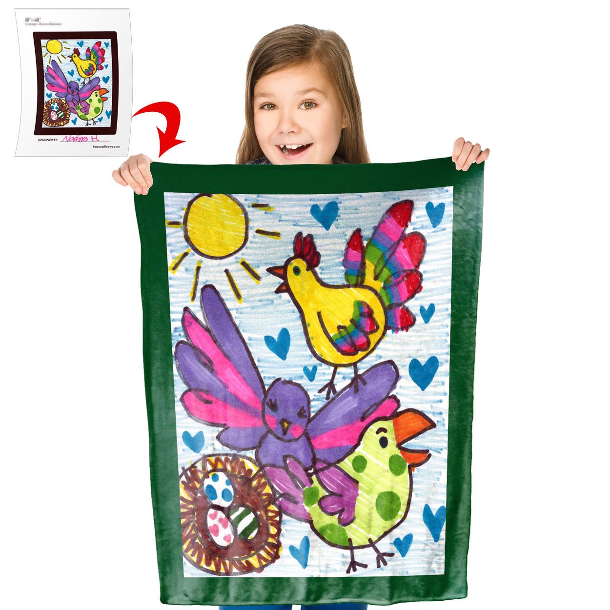Turn Your Child&#39;s Drawing into a 30" x 40" Plush Fleece Mini Blanket