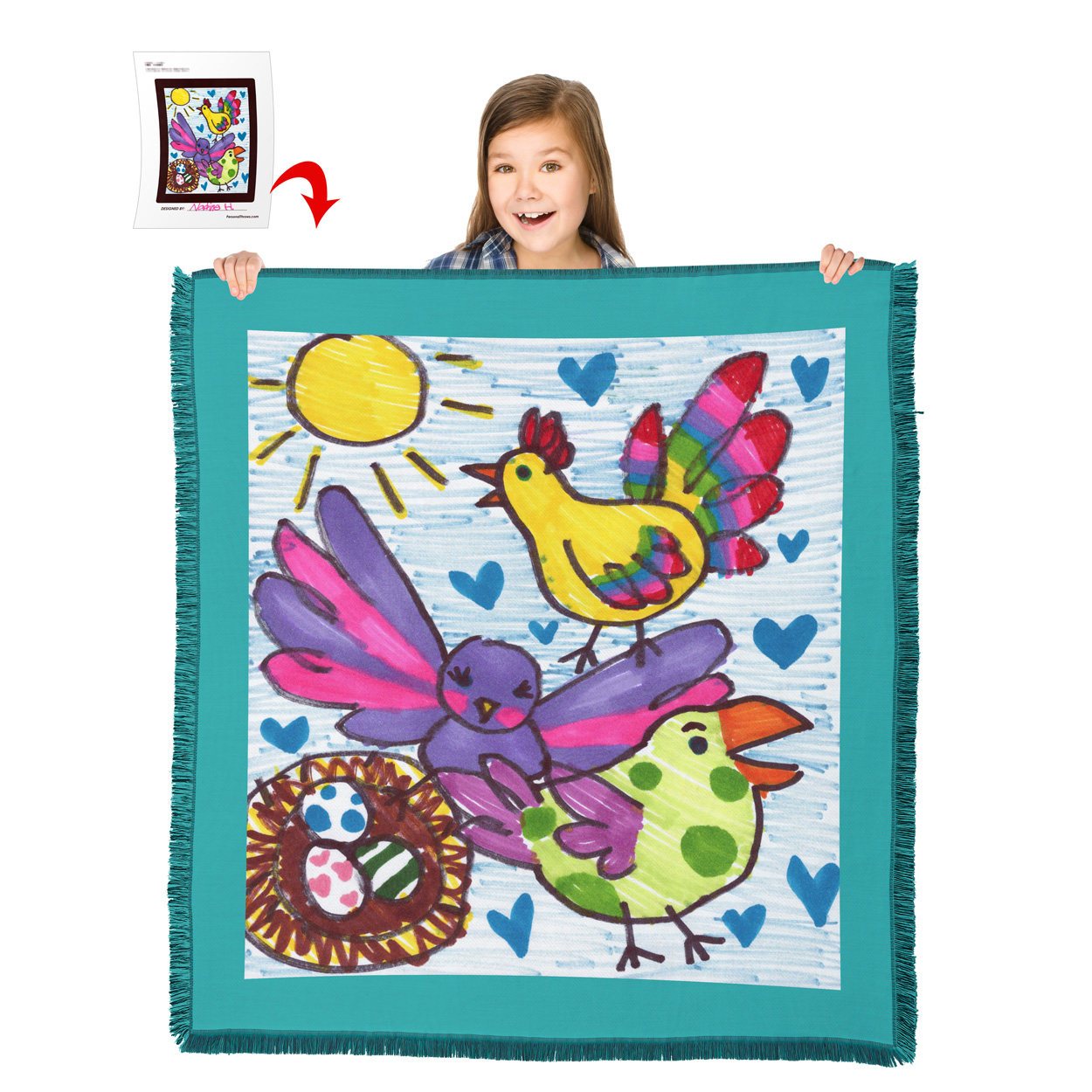 Turn Your Child&#39;s Drawing into a 60" x 54" HD Woven Throw Blanket