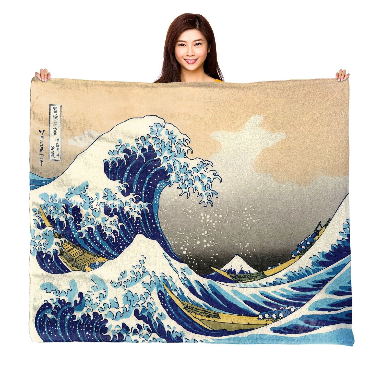 Hokusai, The Great Wave Off Kanagawa - 50" x 60" Plush Fleece Throw Blanket / Tapestry Wall Hanging
