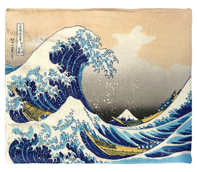 Hokusai, The Great Wave Off Kanagawa - 50" x 60" Plush Fleece Throw Blanket / Tapestry Wall Hanging