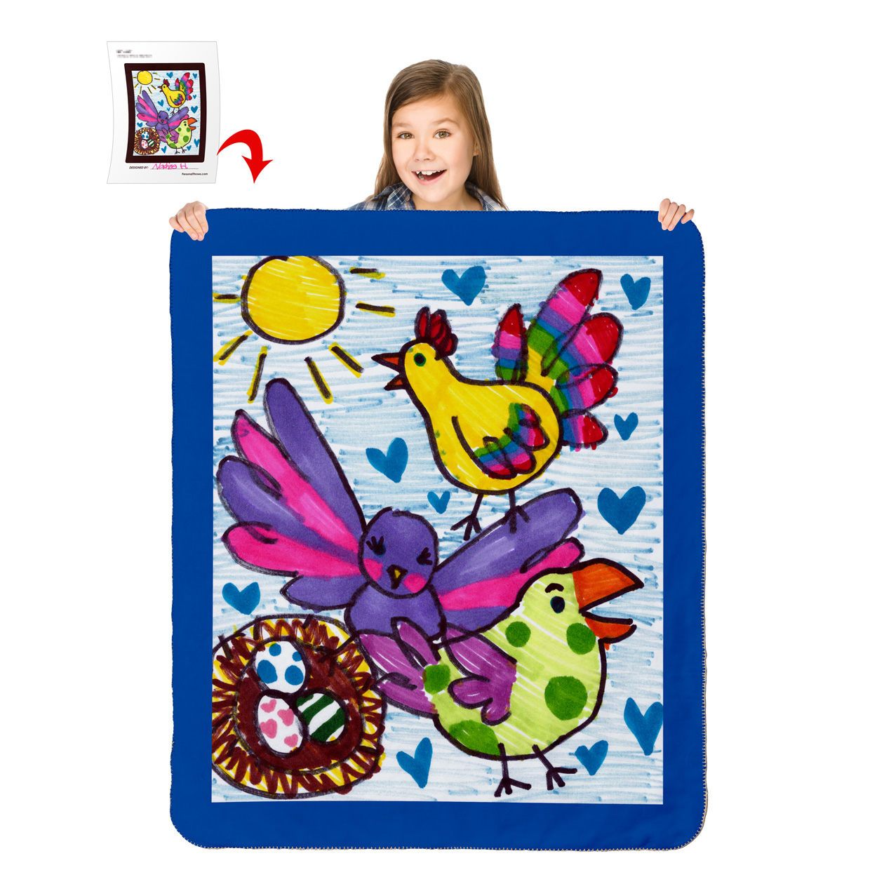Turn Your Child&#39;s Drawing into a 60" x 50" Heavy Weight Sherpa Throw Blanket