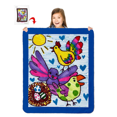 Turn Your Child&#39;s Drawing into a 60" x 50" Heavy Weight Sherpa Throw Blanket