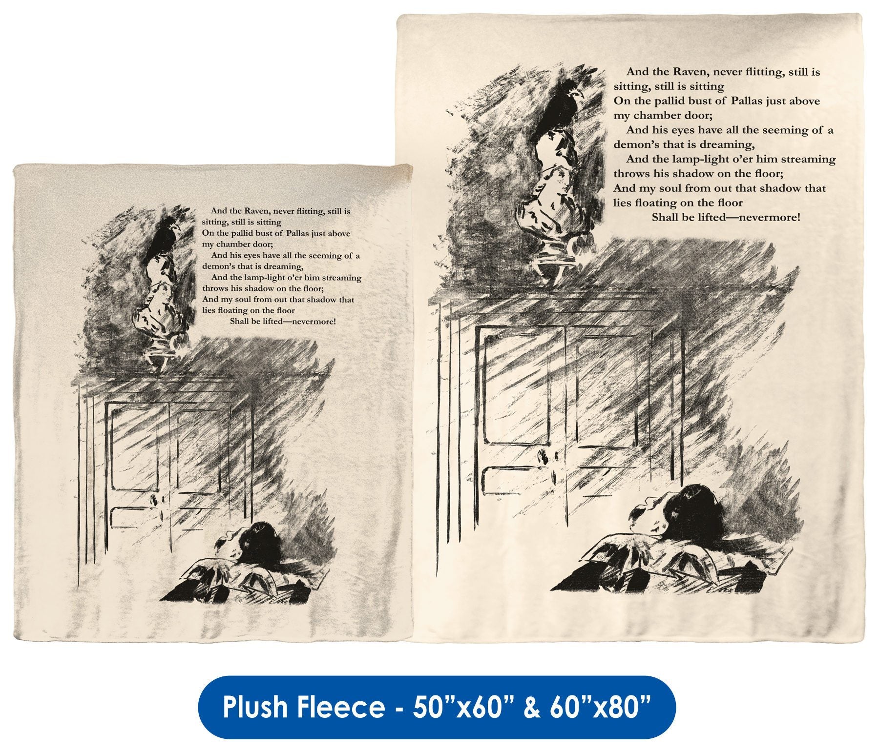 Edgar Allan Poe&#39;s "The Raven" - Throw Blanket / Tapestry Wall Hanging