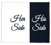 Her Side/His Side 50" x 60" Polar Fleece Throw Blanket / Tapestry Wall Hanging CLEARANCE