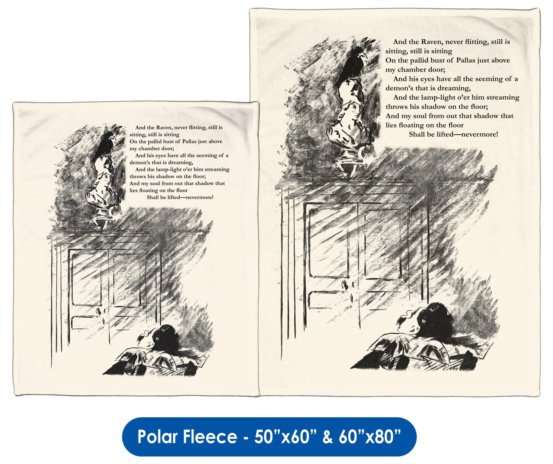 Edgar Allan Poe&#39;s "The Raven" - Throw Blanket / Tapestry Wall Hanging