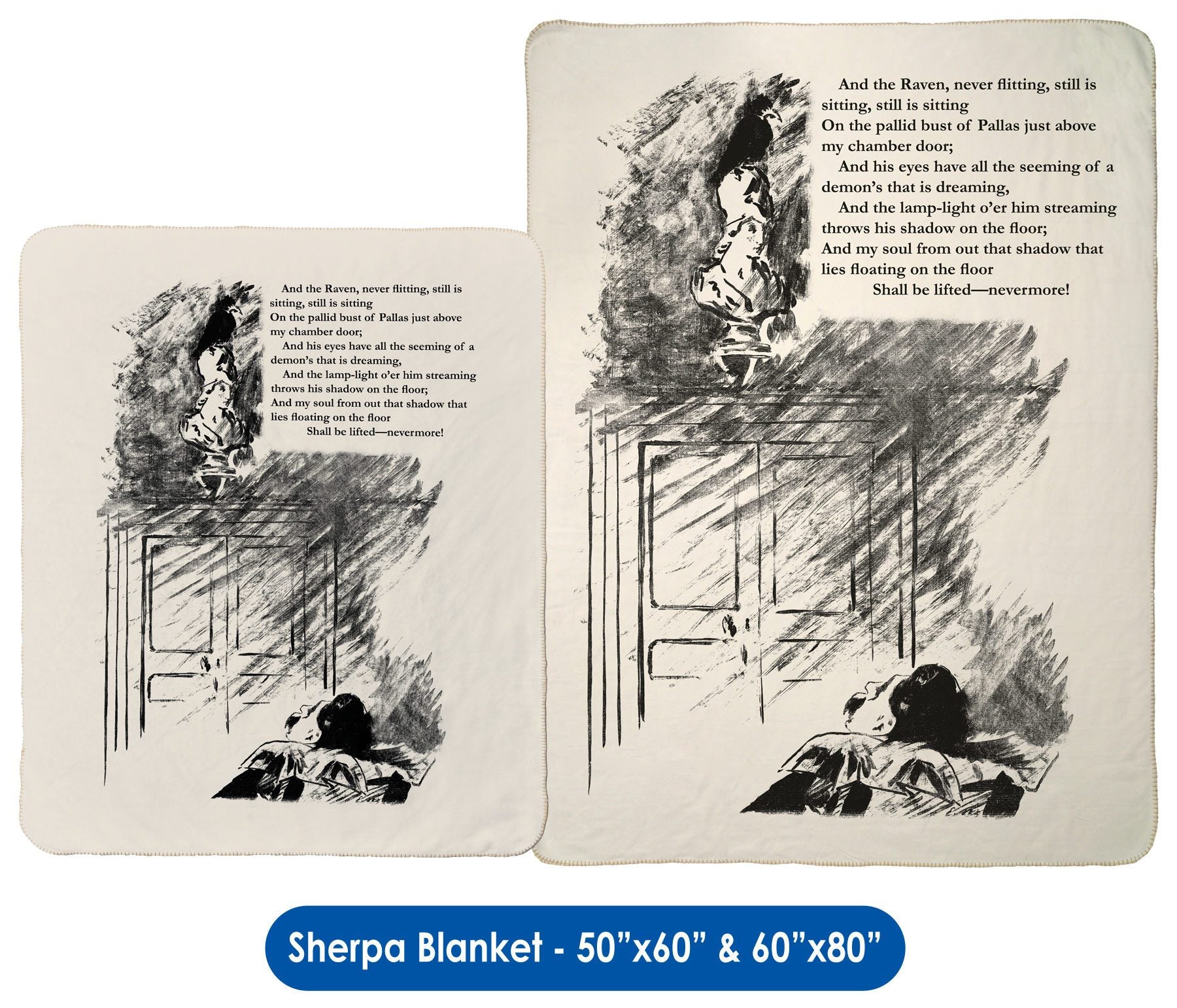 Edgar Allan Poe&#39;s "The Raven" - Throw Blanket / Tapestry Wall Hanging