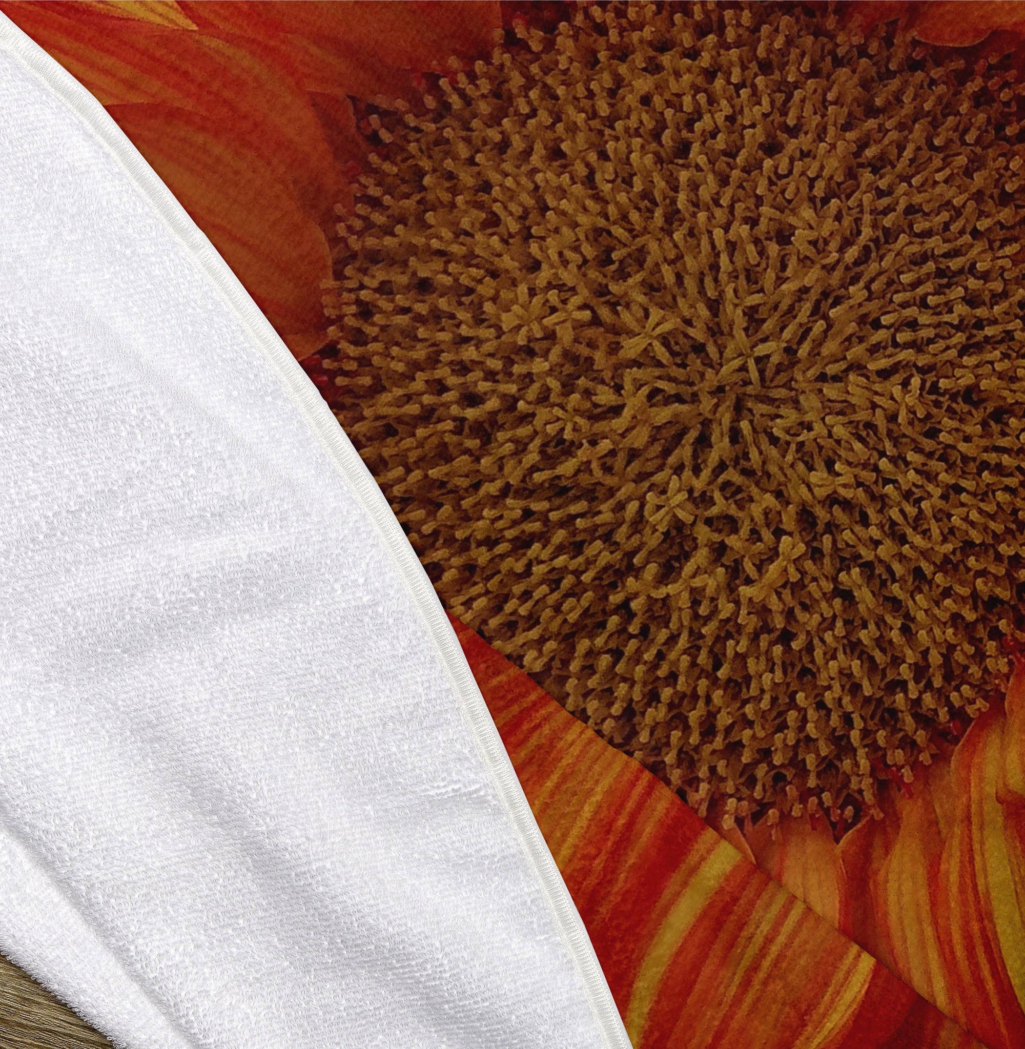 Orange Sunflower 60" Round Microfiber Beach Towel