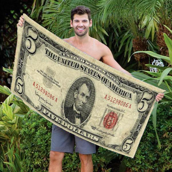 Five Dollar Note 30" x 60" Microfiber Beach Towel