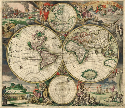 Vintage World Map (18" x 24") - Canvas Wrap Print