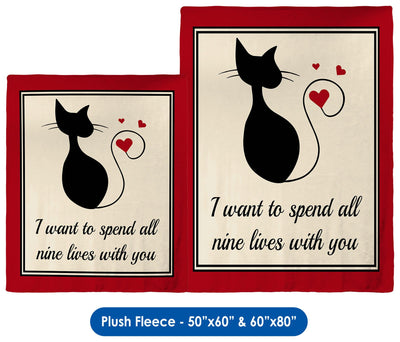 Nine Lives of Love - Throw Blanket