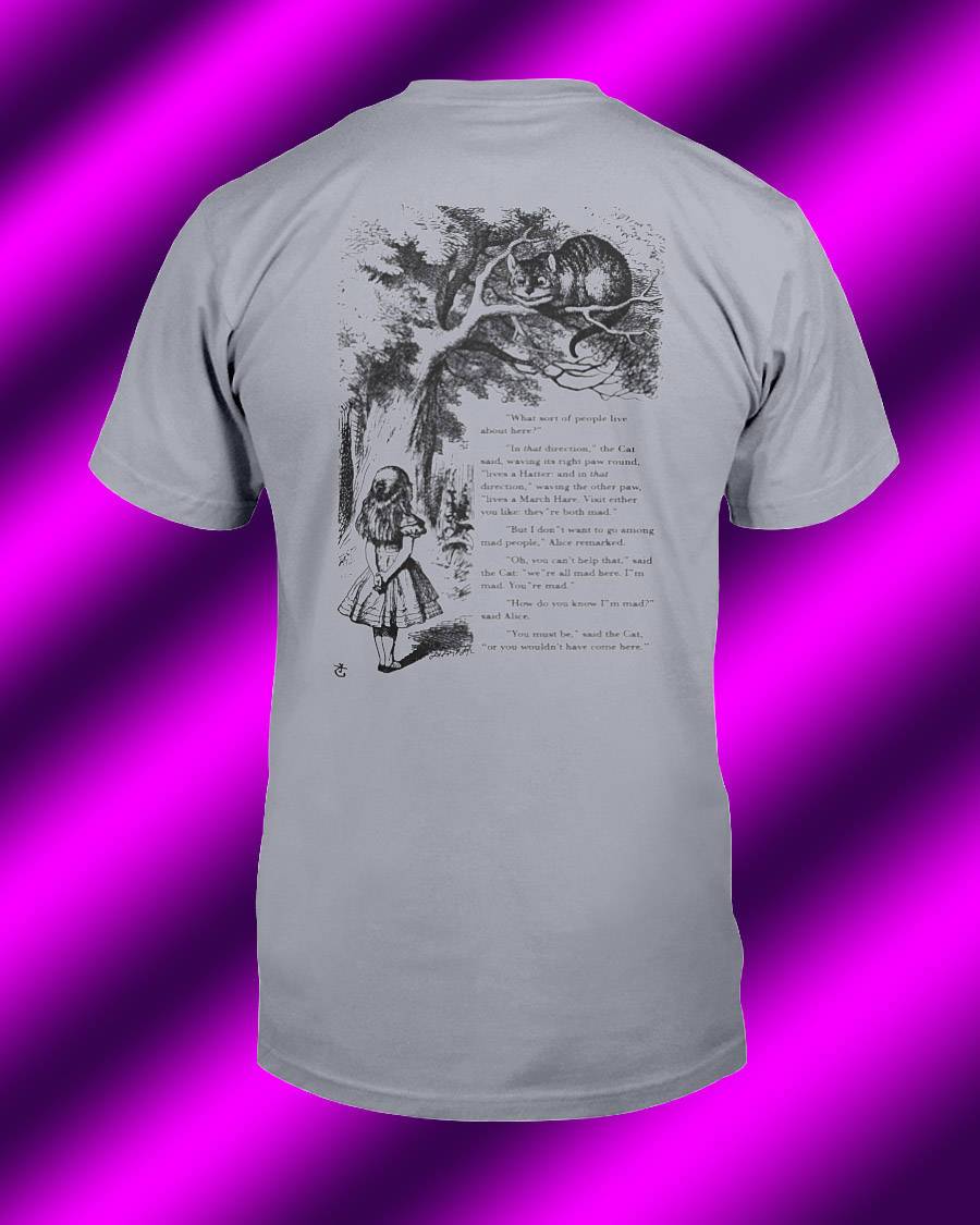 Alice in Wonderland, Cheshire Cat Unisex T-Shirt - Any Color Shirt Available