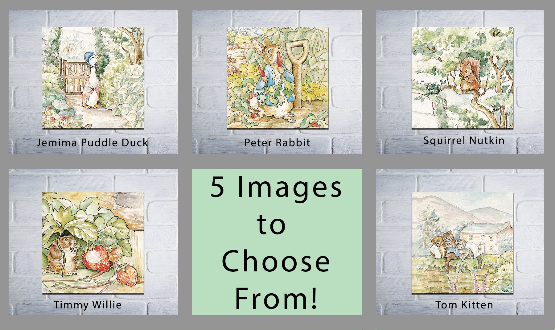 Beatrix Potter Character Print Canvases (8" x 8") - Canvas Wrap Print
