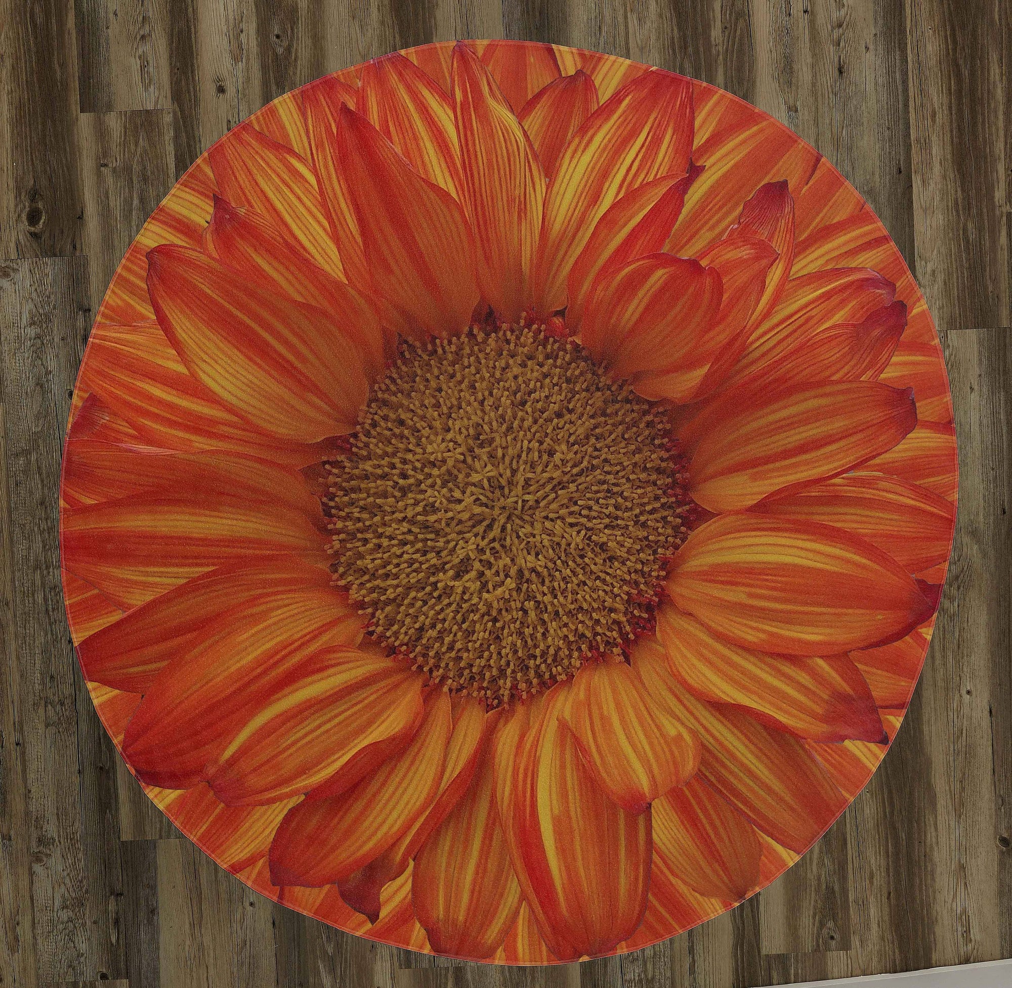 Orange Sunflower 60" Round Microfiber Beach Towel