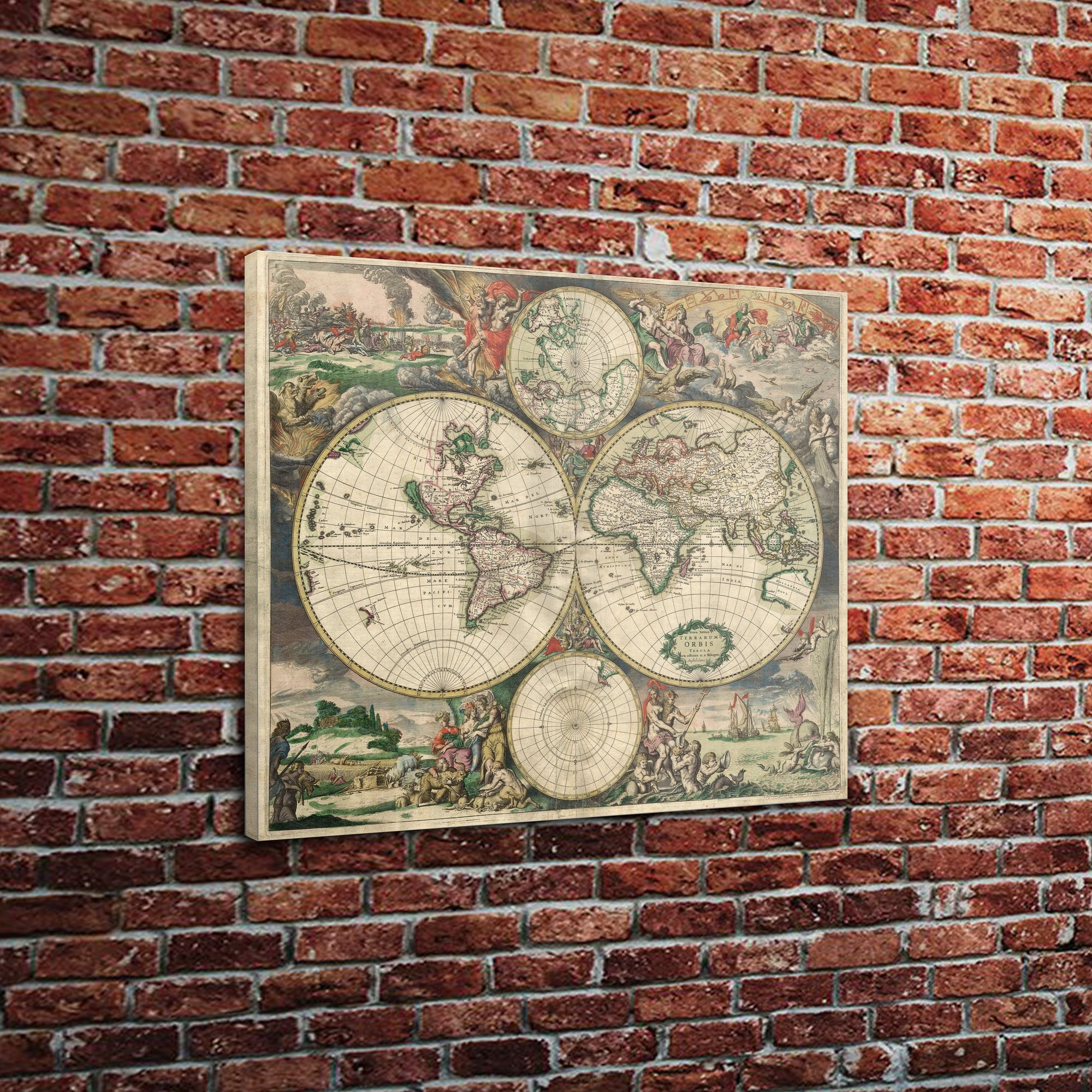 Vintage World Map (18 x 24) - Canvas Wrap Print - PersonalThrows