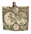 Vintage World Map 50" x 60" Polar Fleece Throw Blanket / Tapestry Wall Hanging