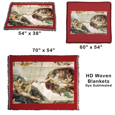 Sistine Chapel - Creation of Adam HD Woven Throw Blanket / Tapestry Wall Hanging