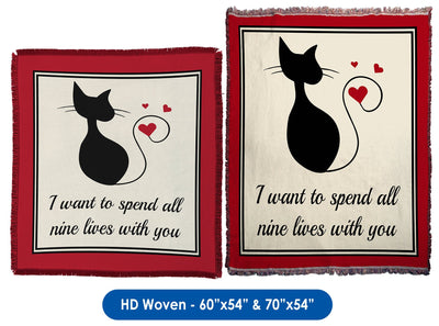 Nine Lives of Love - Throw Blanket