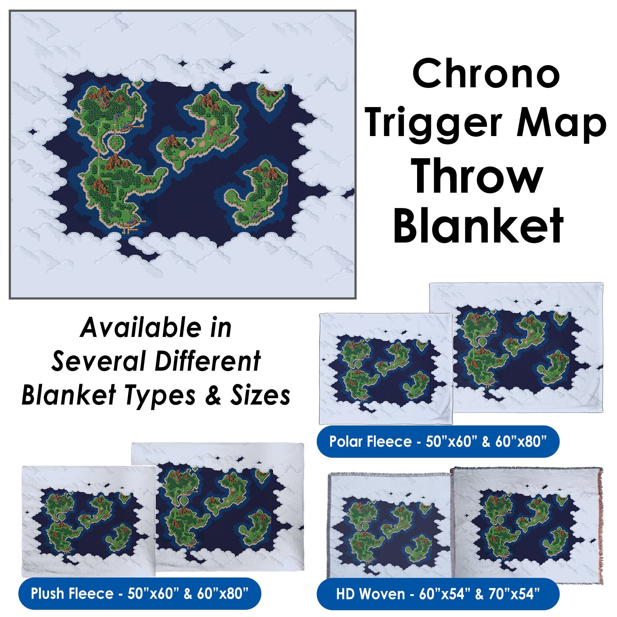 Chrono Trigger World Map - Throw Blanket / Tapestry Wall Hanging