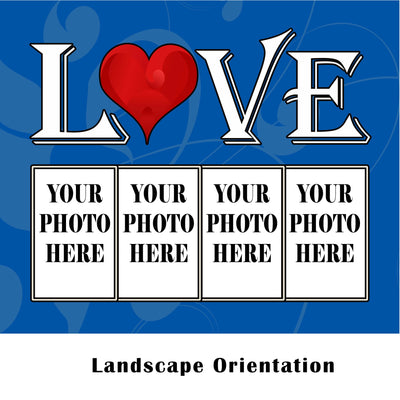 LOVE- Personalized 60" x 50" 4 Photo Sherpa Collage Throw Blanket