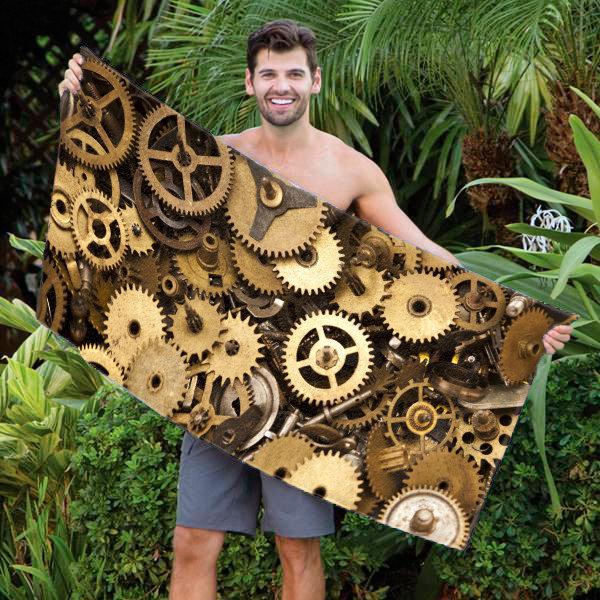 Steampunk Gears 30&quot; x 60&quot; Microfiber Beach Towel