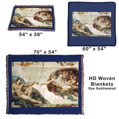 Sistine Chapel - Creation of Adam HD Woven Throw Blanket / Tapestry Wall Hanging