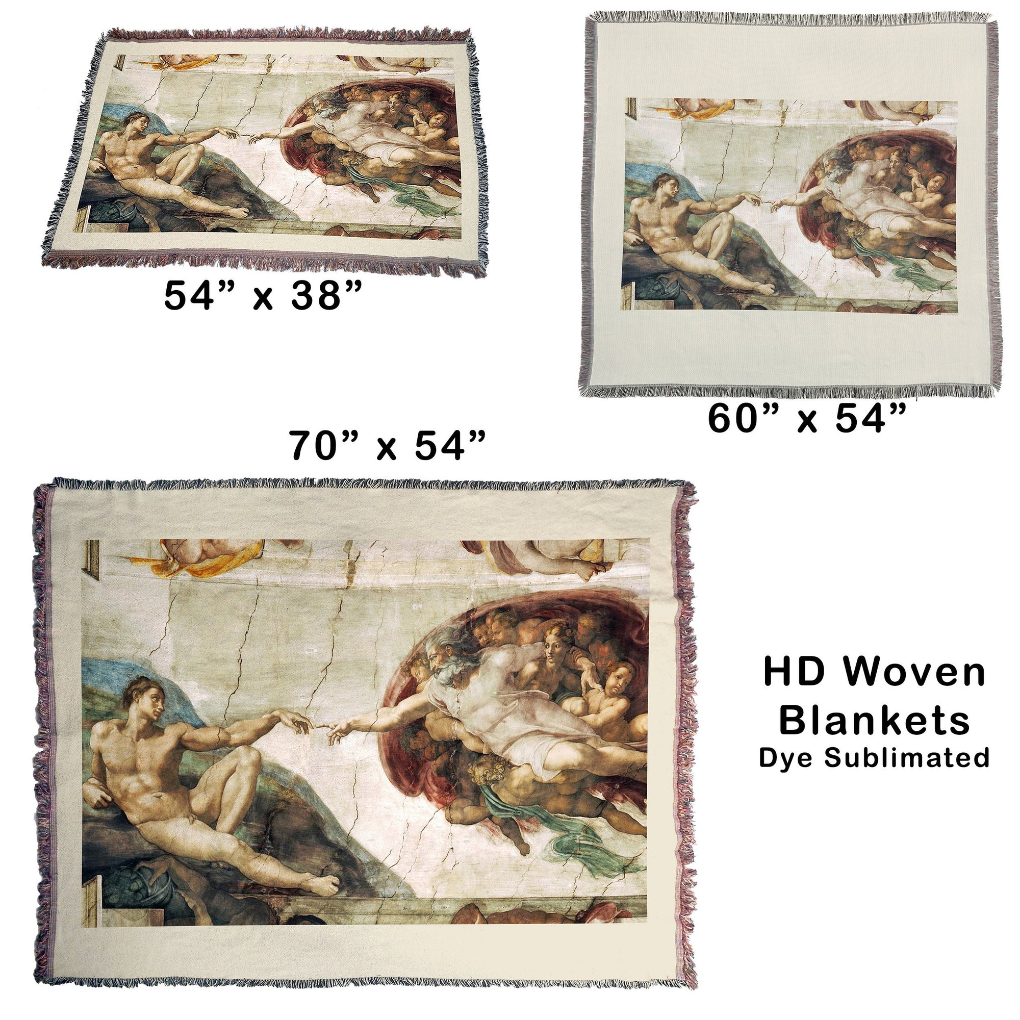 Sistine Chapel - Creation of Adam HD Woven Throw Blanket / Tapestry Wall Hanging