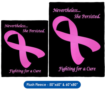 Nevertheless...She Persisted Breast Cancer Awareness- Throw Blanket / Tapestry Wall Hanging