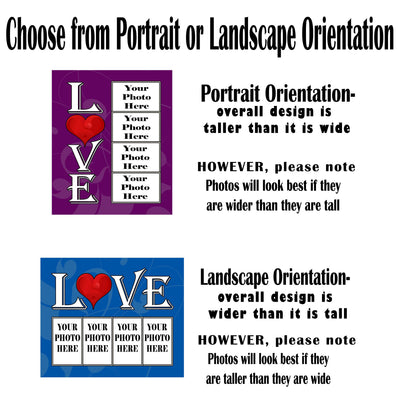 LOVE- Personalized 60" x 50" 4 Photo Sherpa Collage Throw Blanket