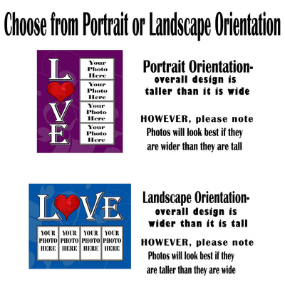 LOVE- Personalized 60" x 50" 4 Photo Sherpa Collage Throw Blanket